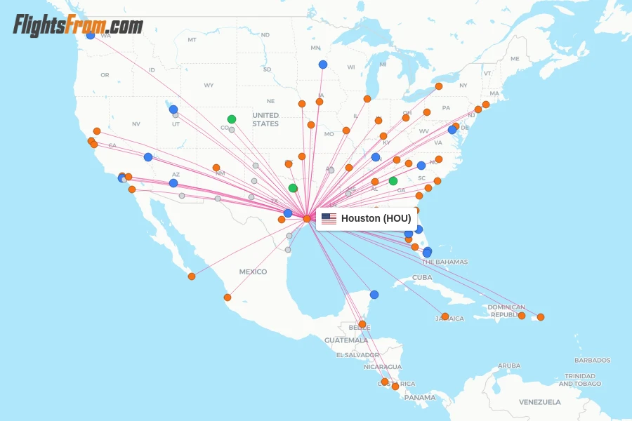 Houston flight map