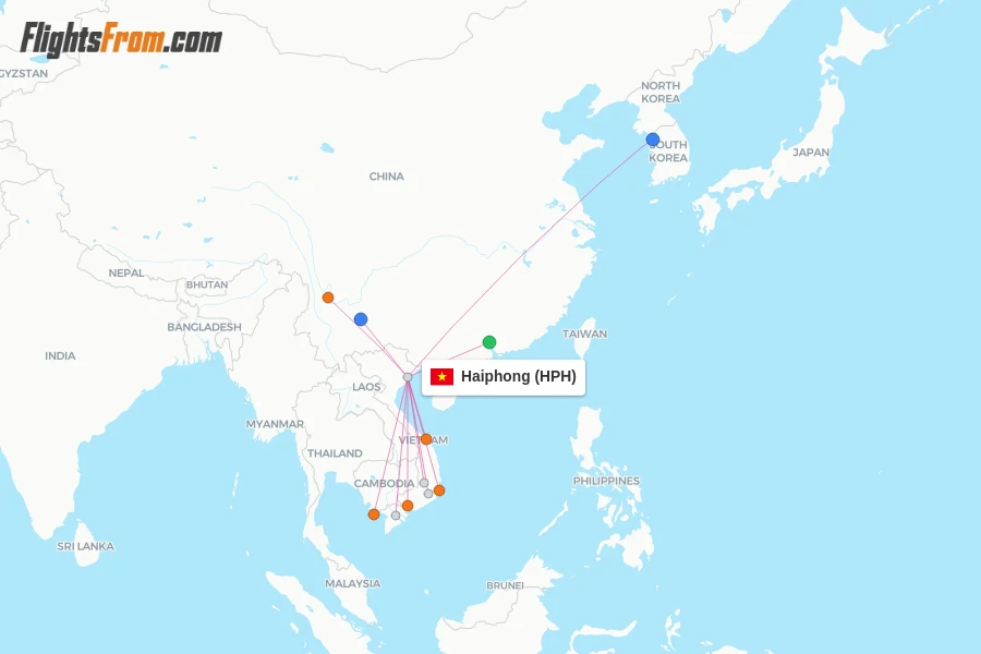 Haiphong flight map