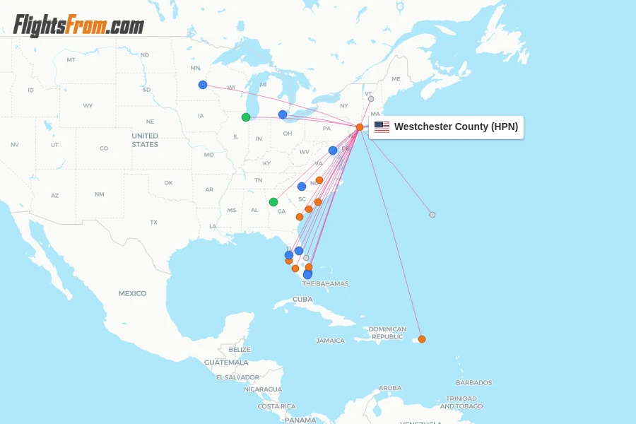 Westchester County flight map