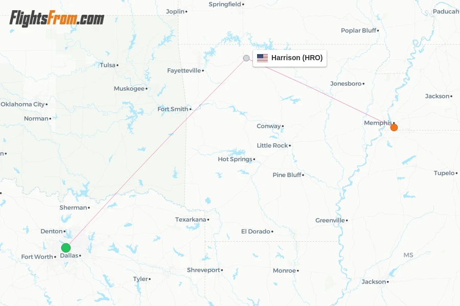 Harrison flight map