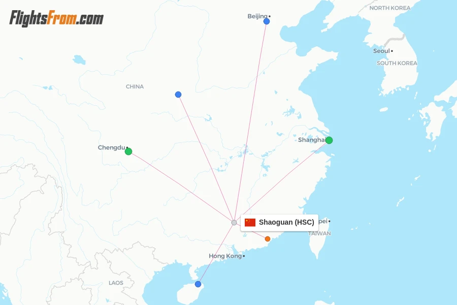 Shaoguan flight map