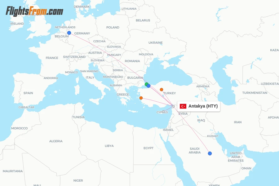 Antakya flight map
