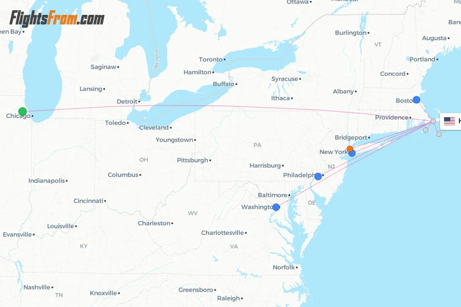 Hyannis flight map