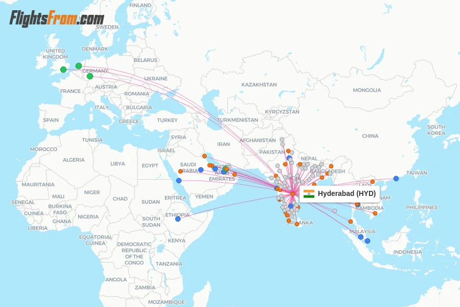 Hyderabad flight map