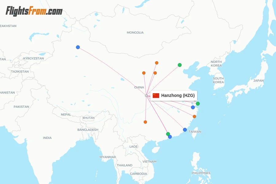 Hanzhong flight map