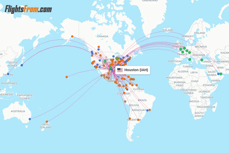 Houston flight map