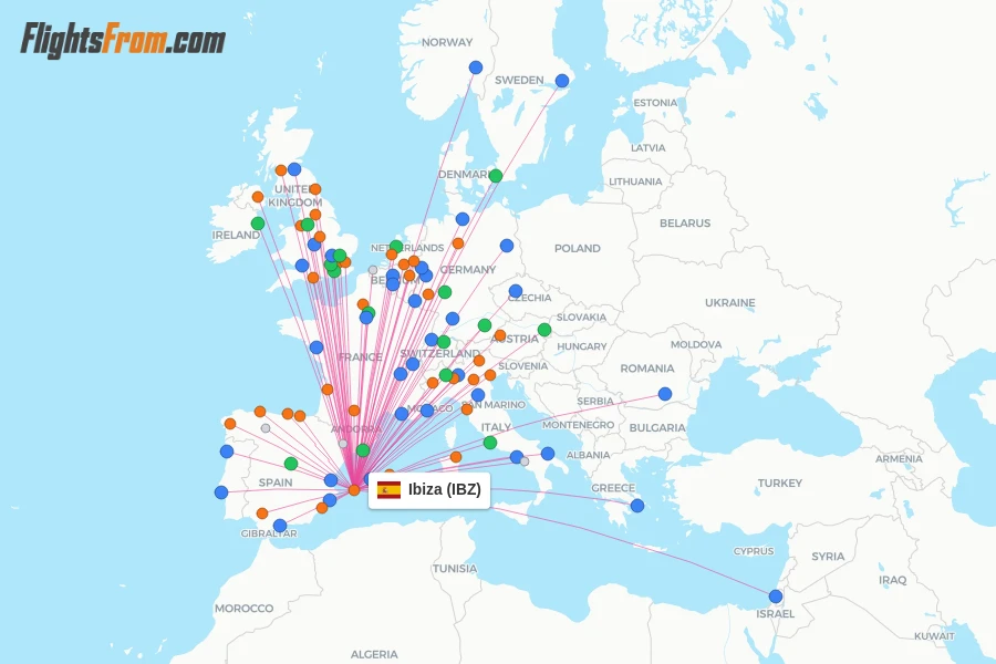 Ibiza flight map
