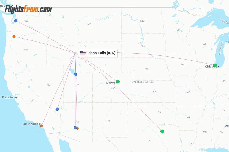 Idaho Falls flight map