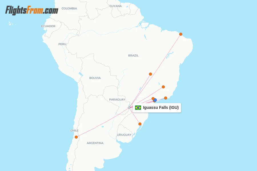 Iguassu Falls flight map