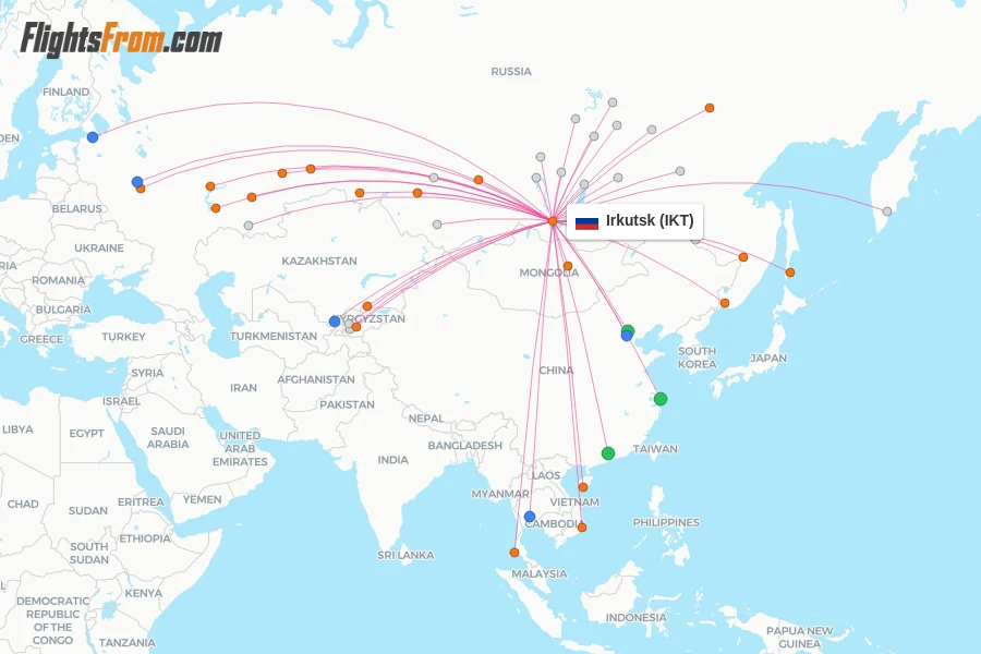 Irkutsk flight map