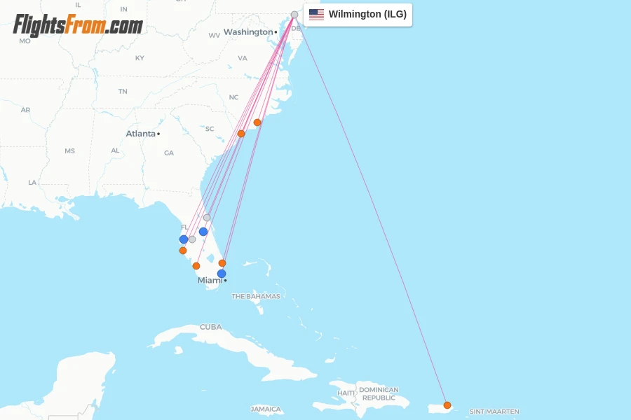 Wilmington flight map