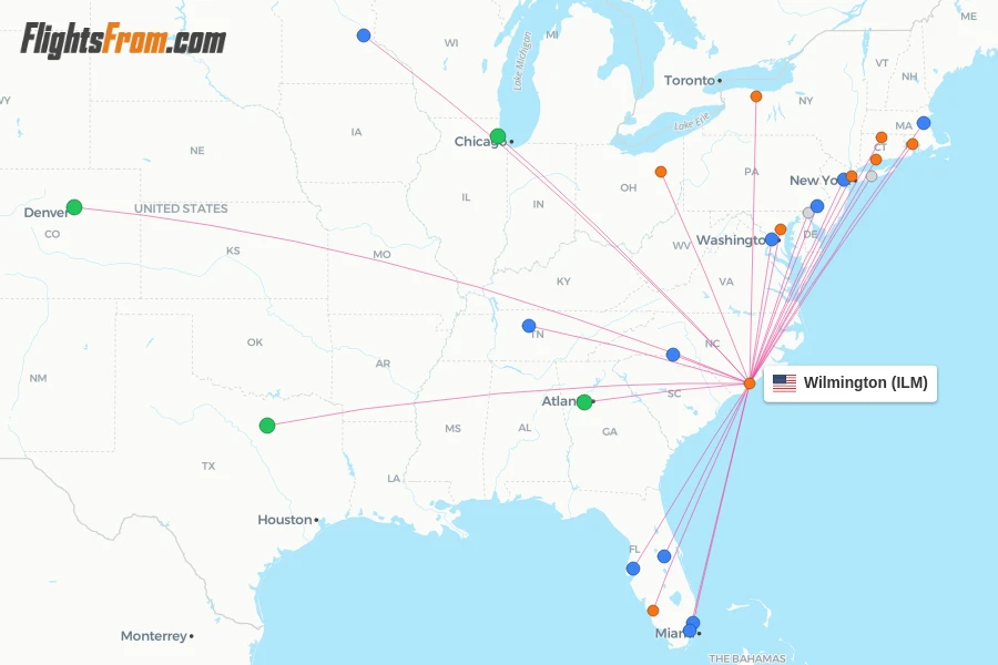 Wilmington flight map