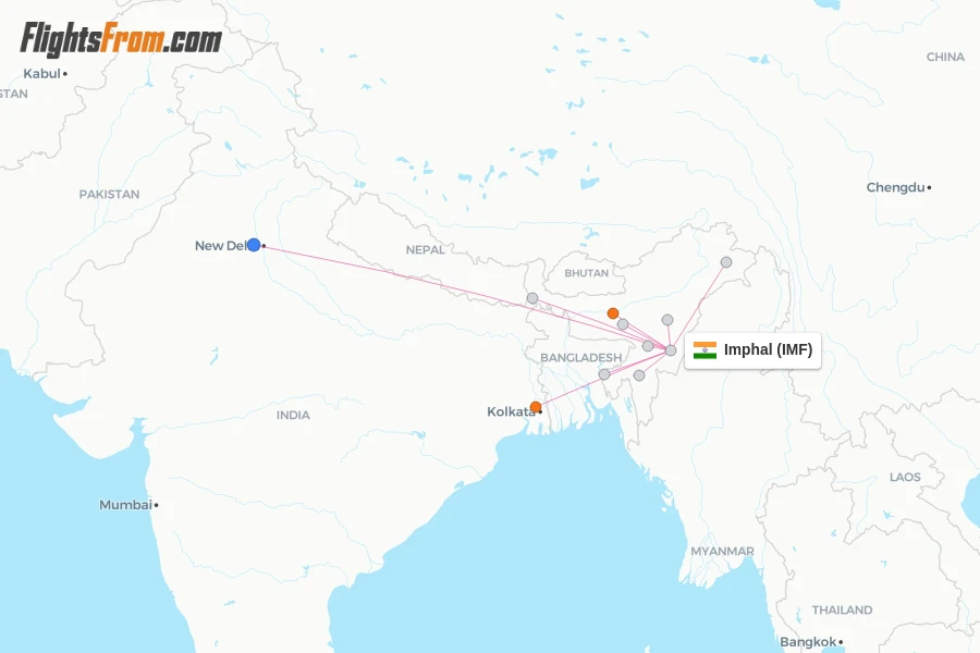 Imphal flight map