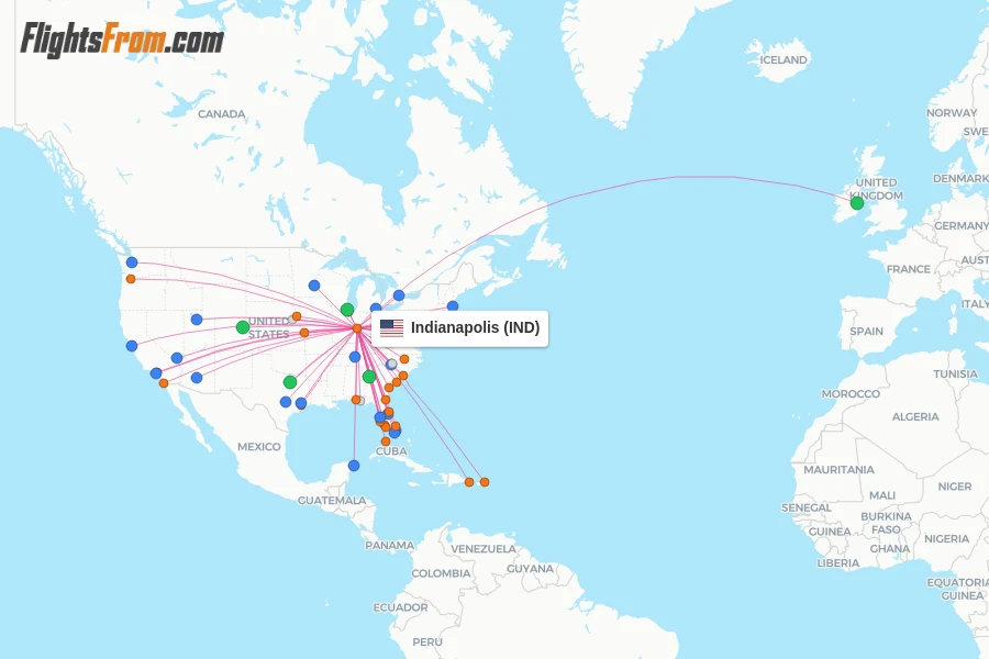 Indianapolis flight map