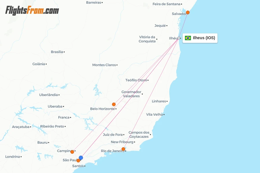 Ilheus flight map