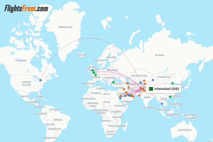 Islamabad flight map