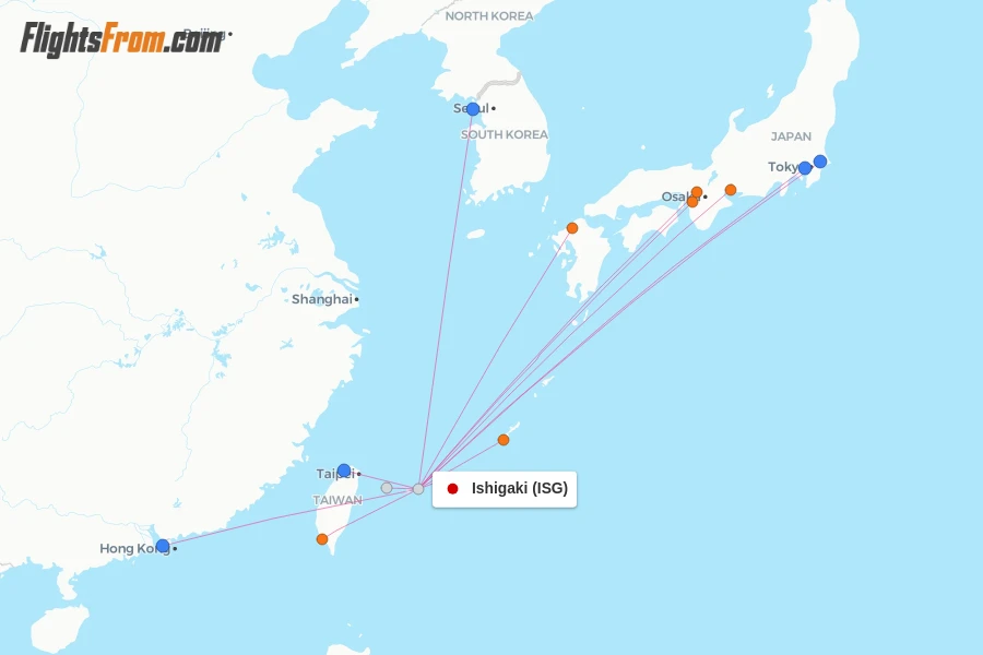 Ishigaki flight map