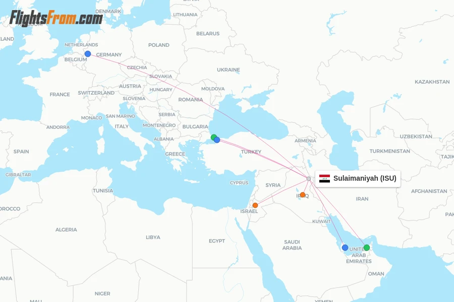 Sulaimaniyah flight map