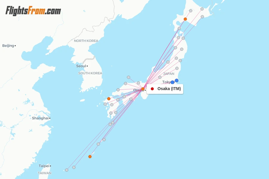 Osaka flight map