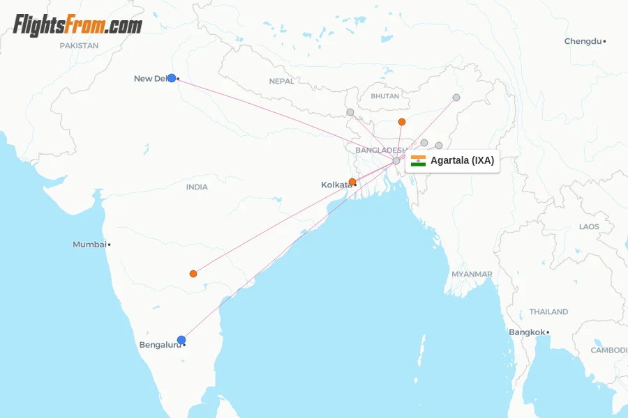 Agartala flight map