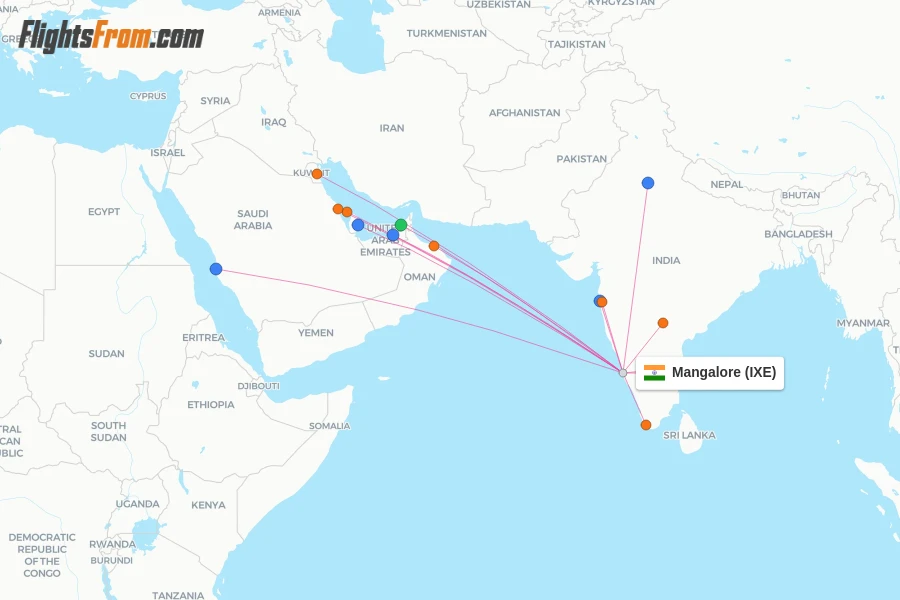 Mangalore flight map