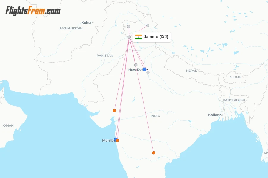Jammu flight map