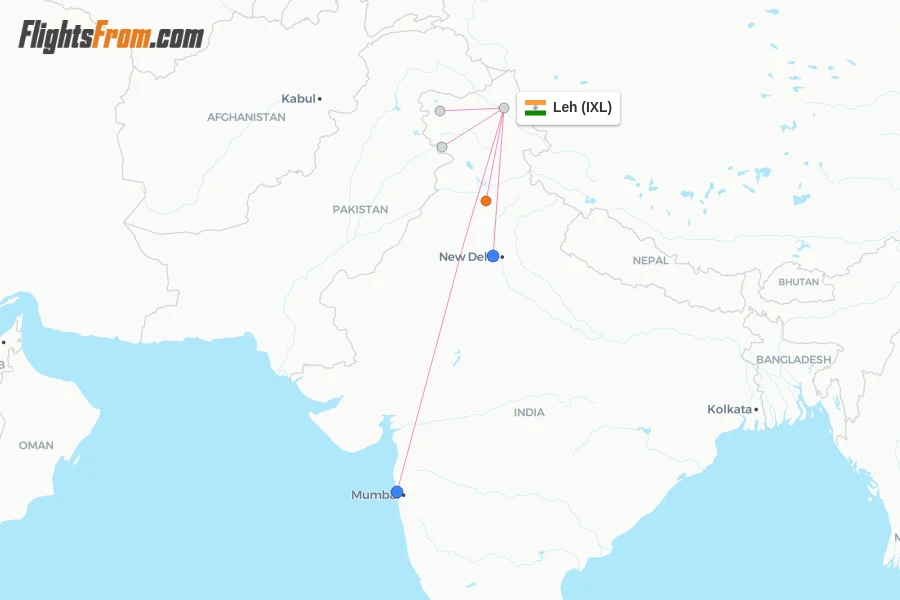 Leh flight map