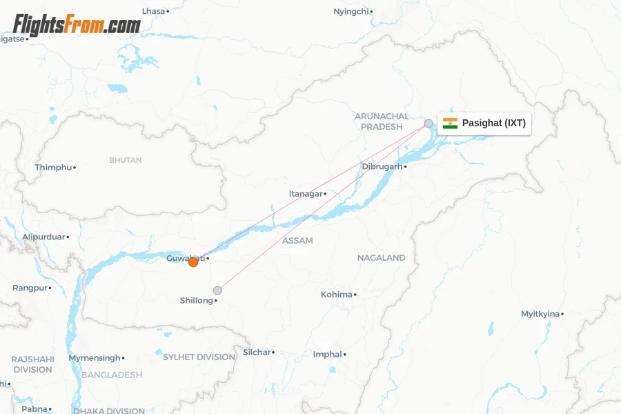 Pasighat flight map