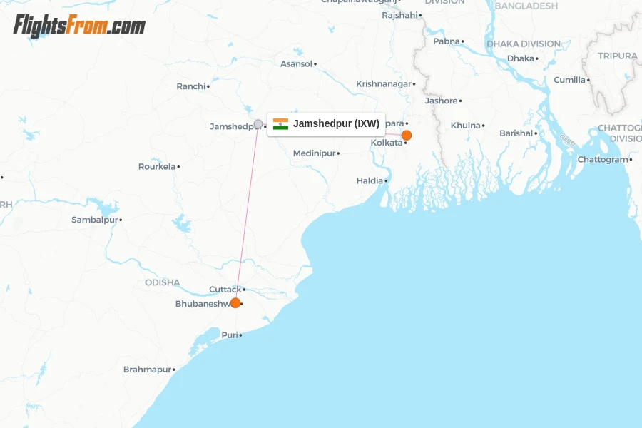 Jamshedpur flight map