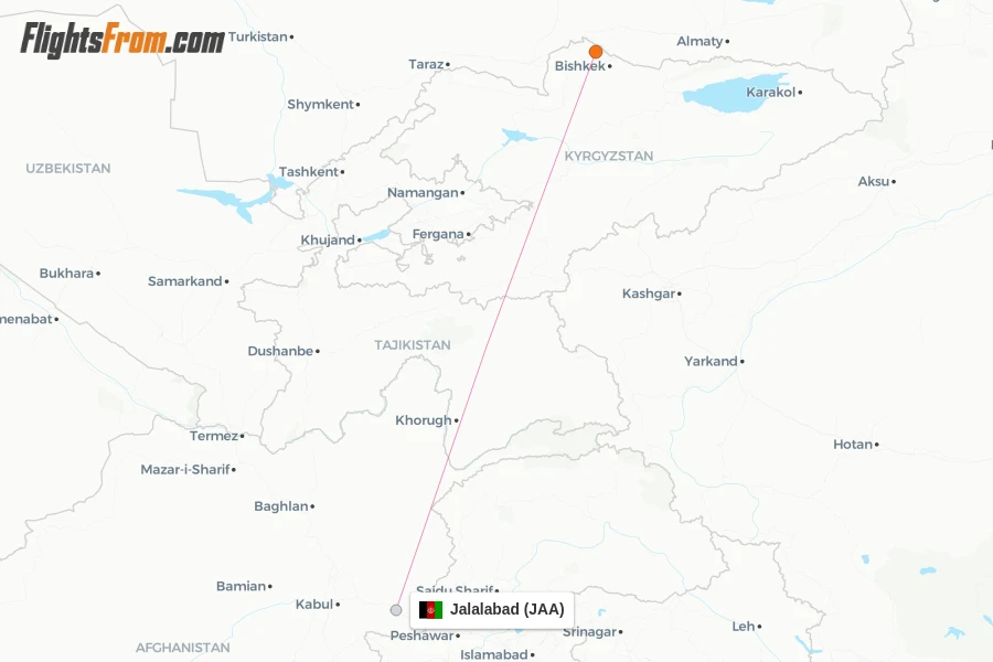 Jalalabad flight map