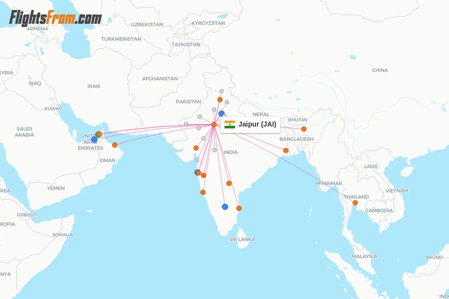Jaipur flight map