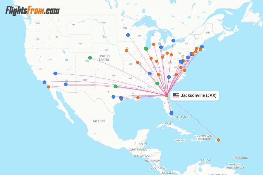 Jacksonville flight map