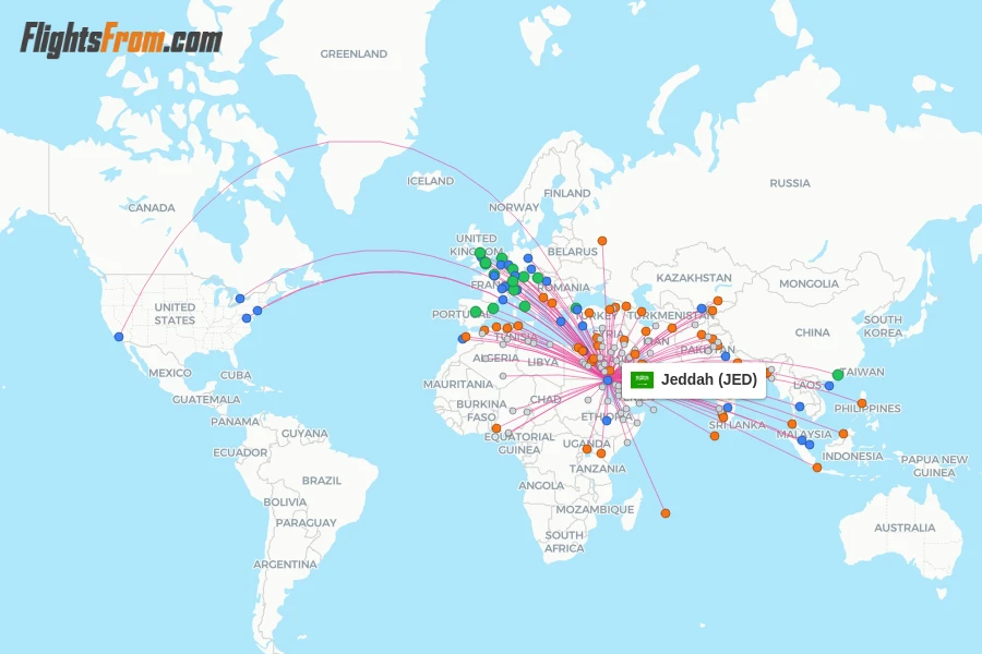 Jeddah flight map