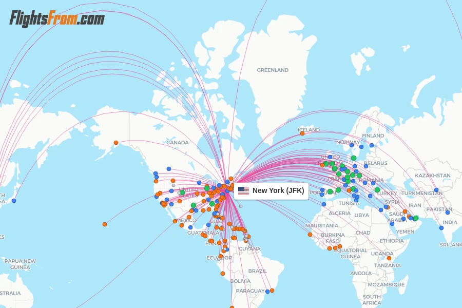 New York flight map