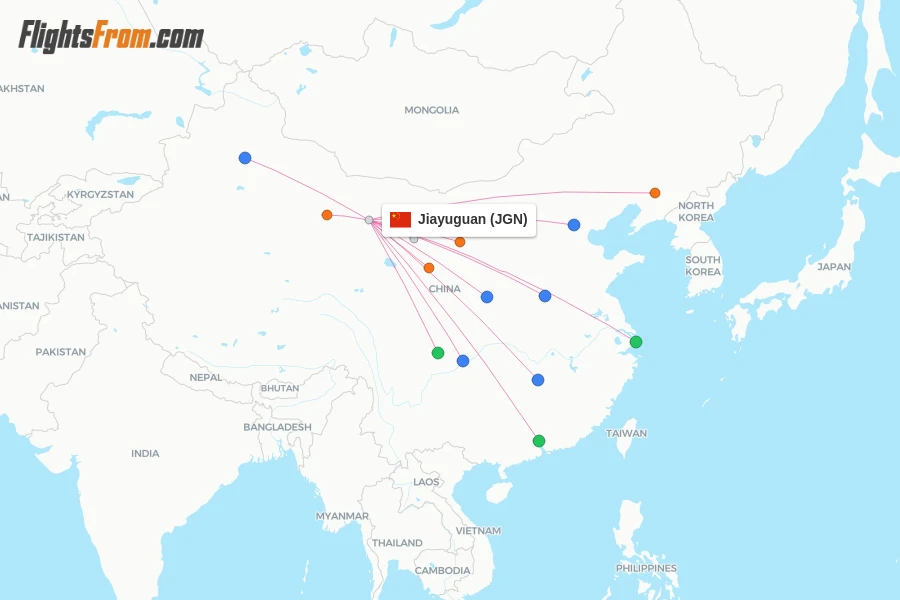 Jiayuguan flight map