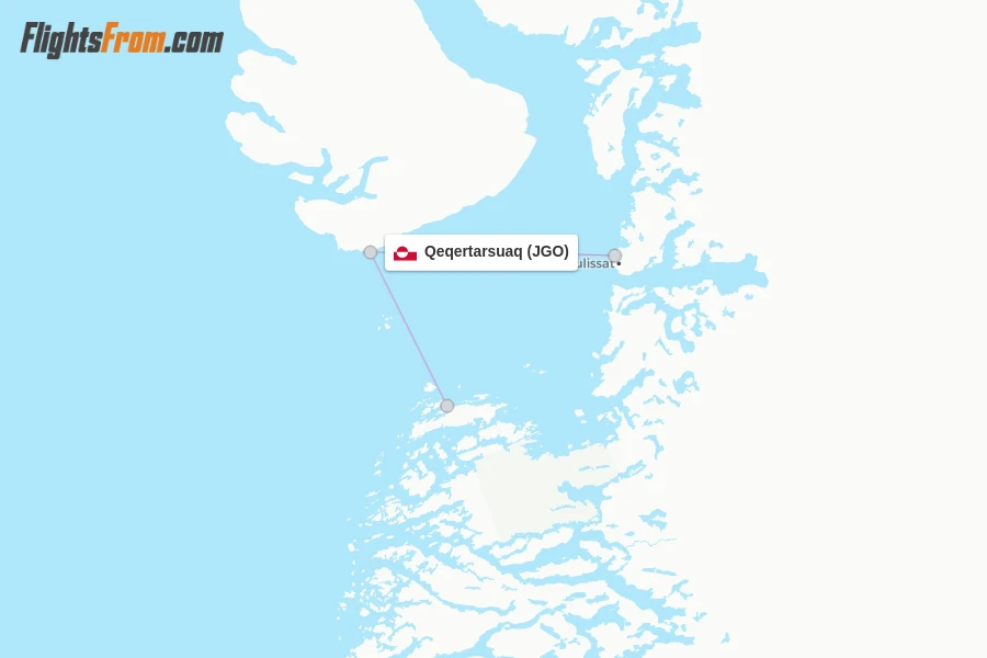 Qeqertarsuaq flight map