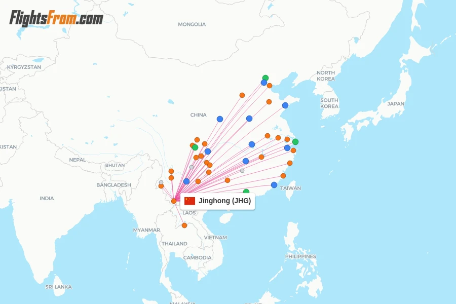 Jinghong flight map