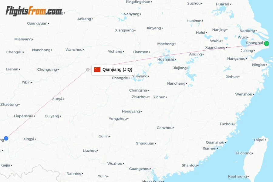 Qianjiang flight map