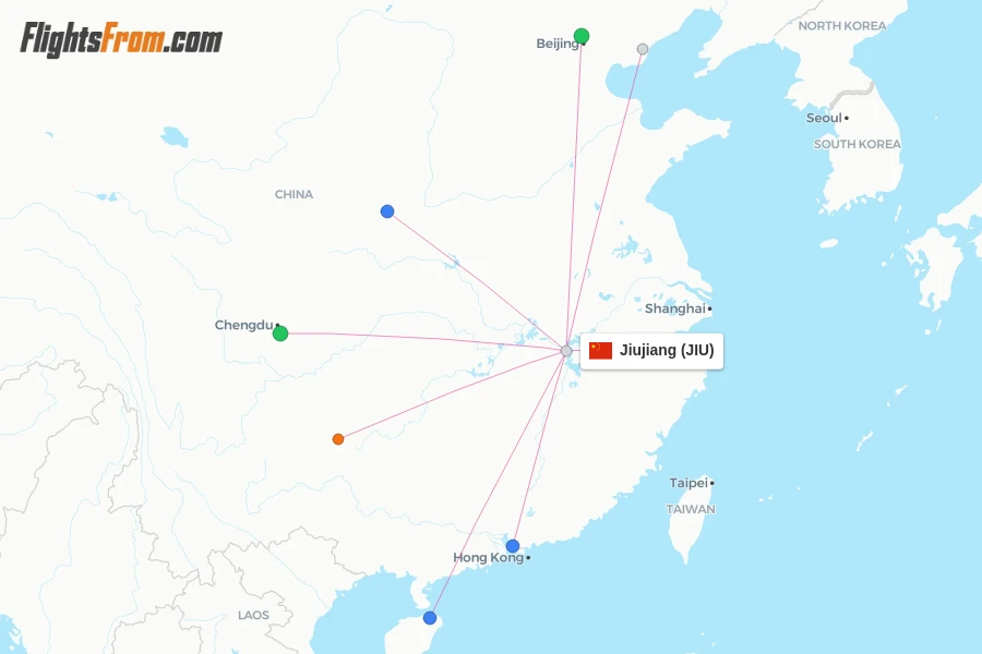 Jiujiang flight map