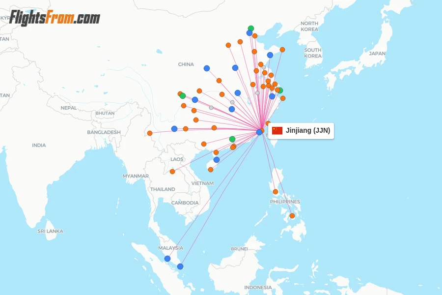 Jinjiang flight map