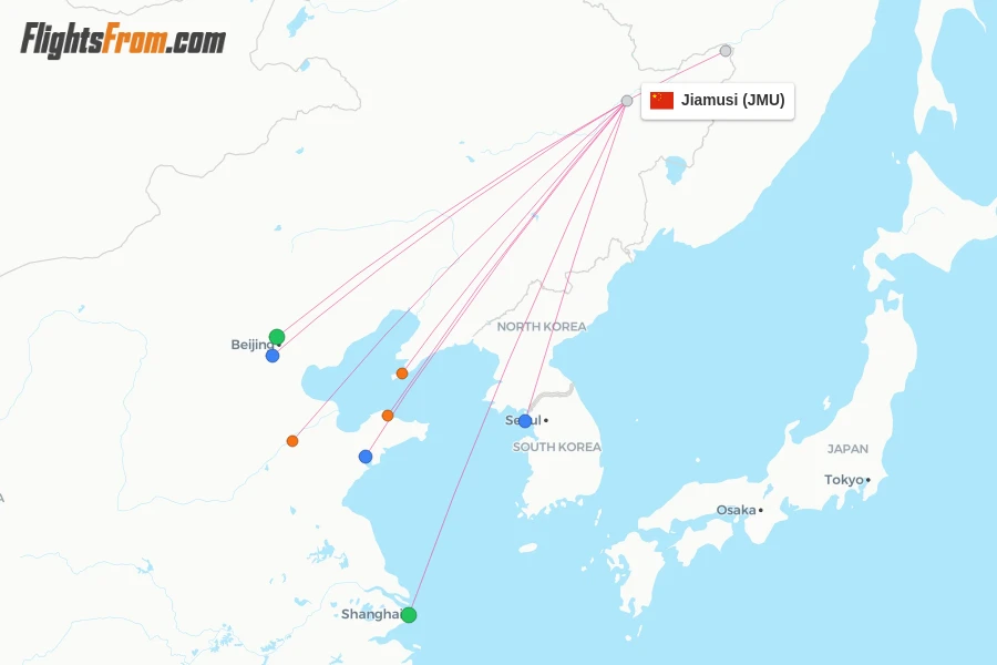 Jiamusi flight map