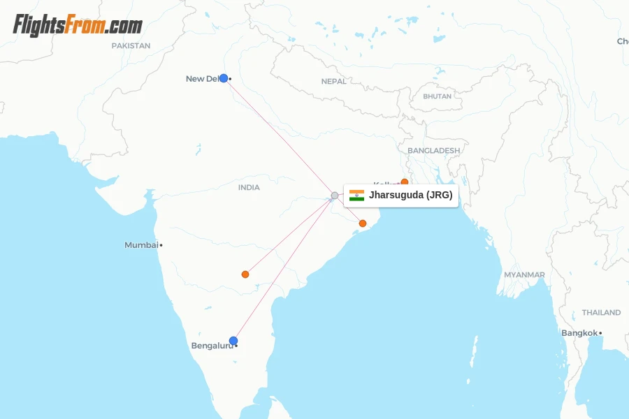Jharsuguda flight map