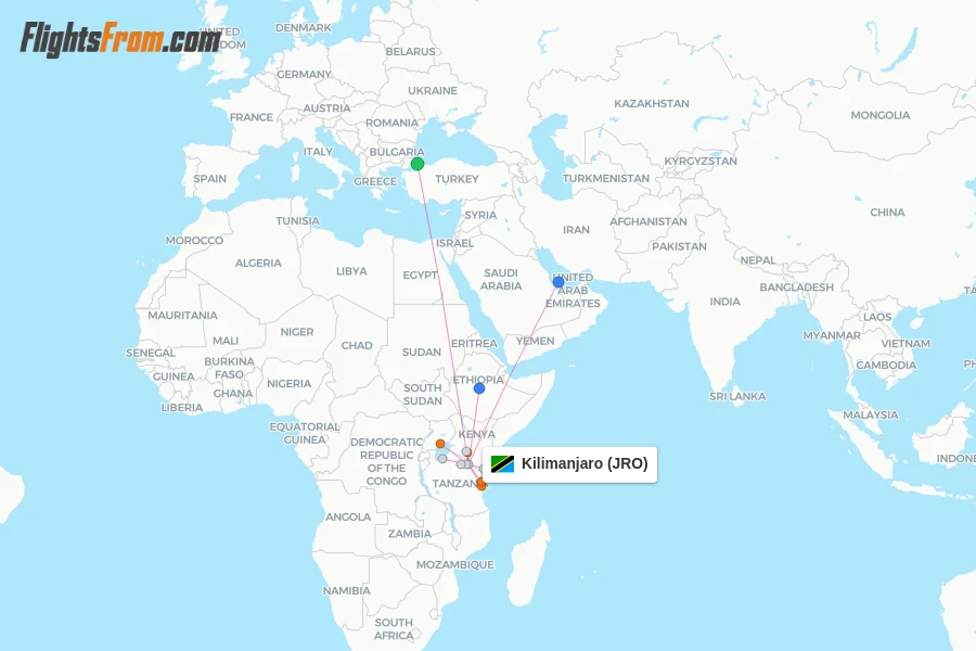 Kilimanjaro flight map