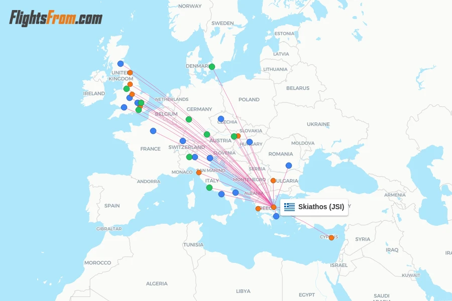 Skiathos flight map