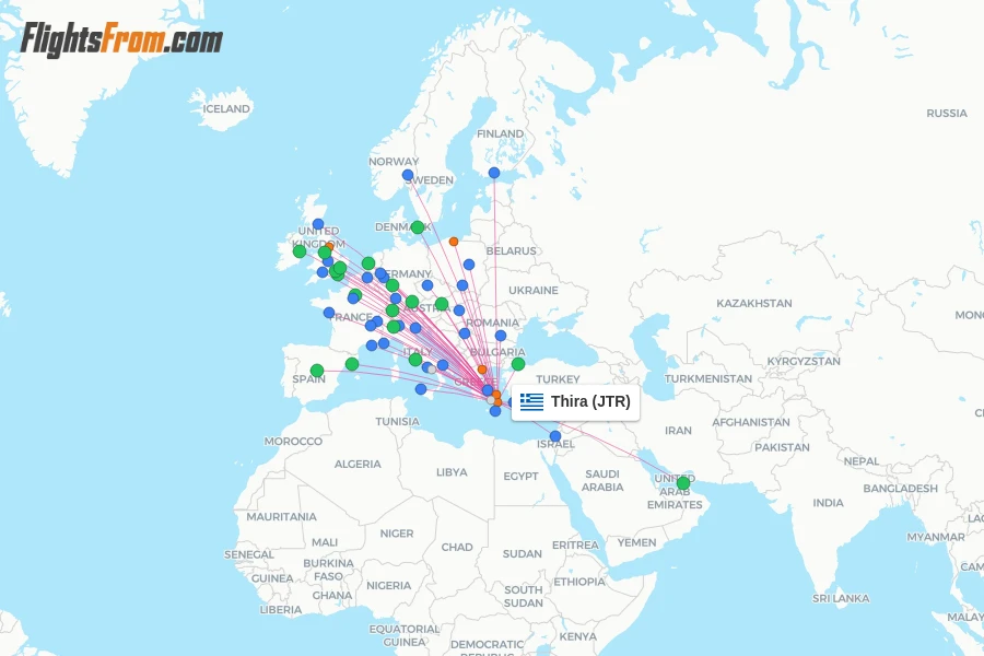 Thira flight map