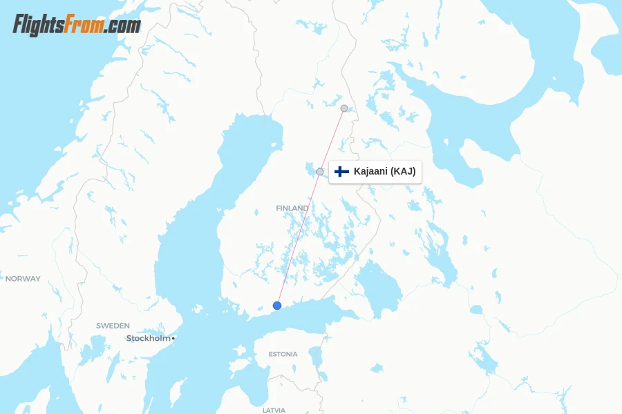 Kajaani flight map