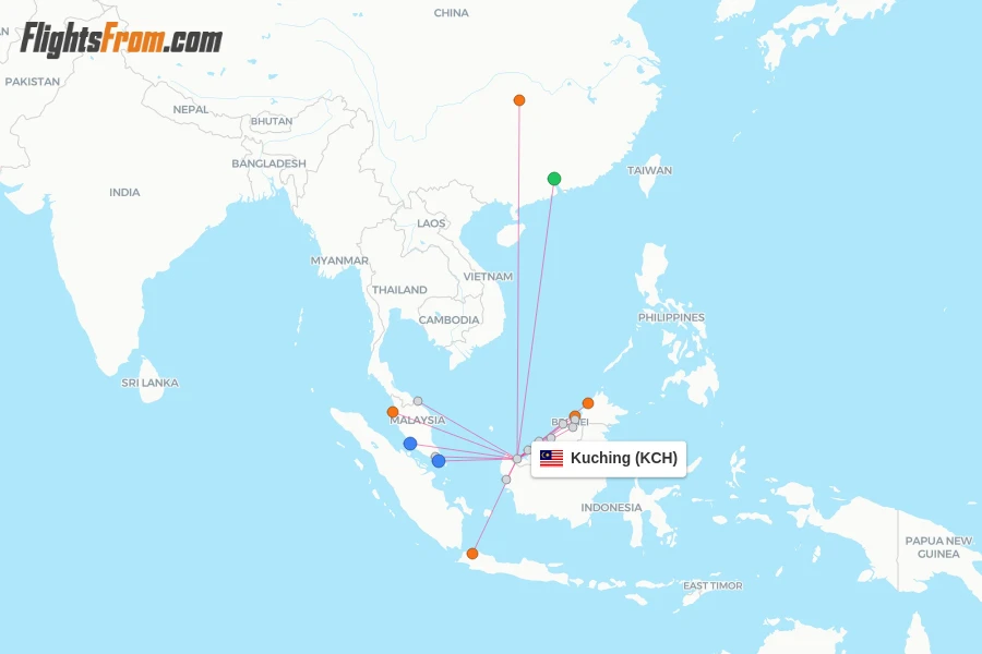 Kuching flight map
