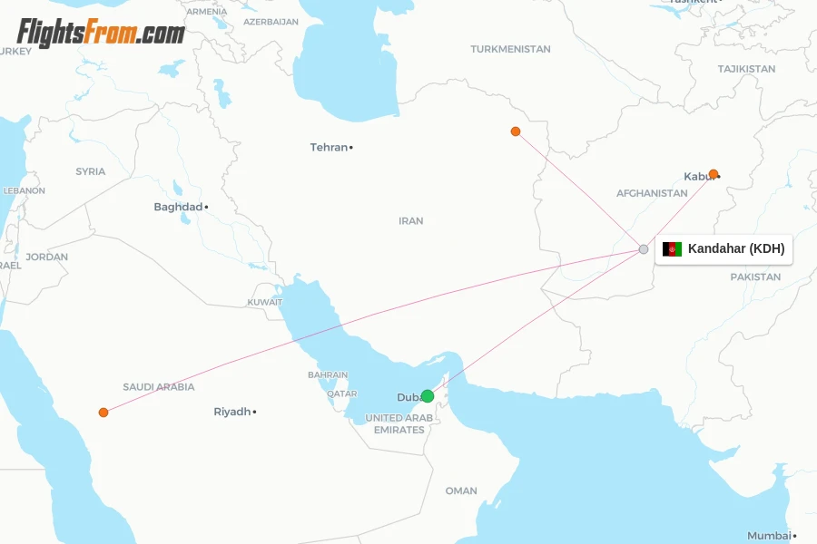 Kandahar flight map