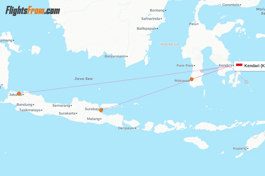 Kendari flight map