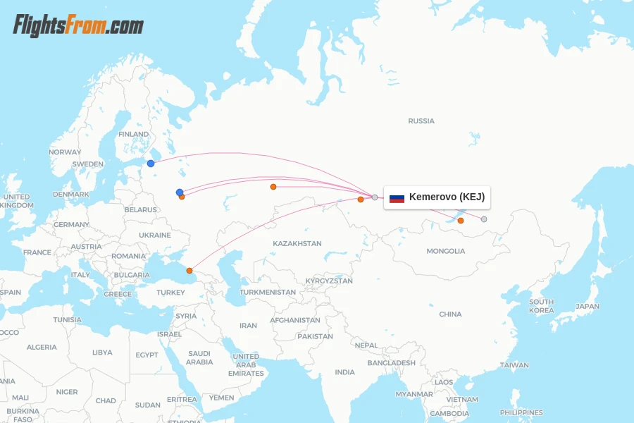 Kemerovo flight map